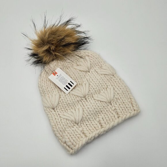 NWT Lele Sadoughi Motley Beanie White Lie in Ivory - One Size
